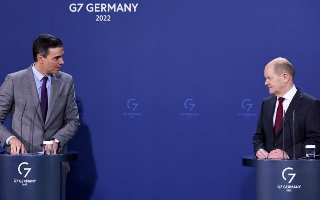 El presidente de gobierno Pedro Sánchez y el canciller alemán Olaf Scholz.