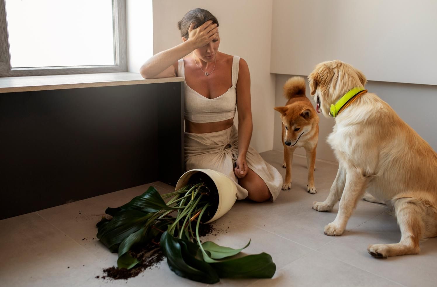 Un animal brioso, una maceta inestable puede acabar con solo un disgusto en el mejor de los casos.