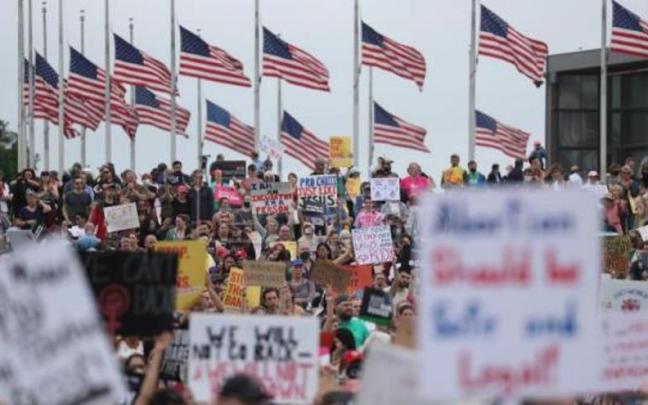 Imagen de una movilización en favor del derecho al aborto