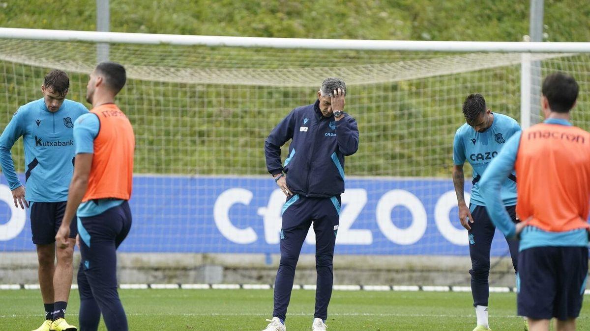 Entrenamiento de la Real este martes en Zubieta