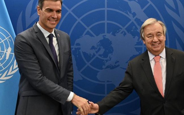 El presidente del Gobierno español, Pedro Sánchez, junto al secretario general de Naciones Unidas, Antonio Guterres El presidente del Gobierno español, Pedro Sánchez, junto al secretario general de Naciones Unidas, Antonio Guterres