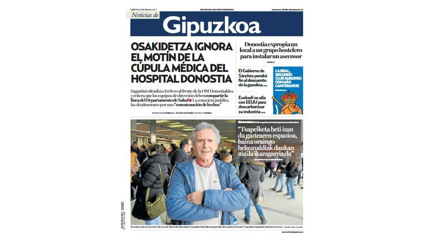 Portada NOTICIAS DE GIPUZKOA del 6 de diciembre