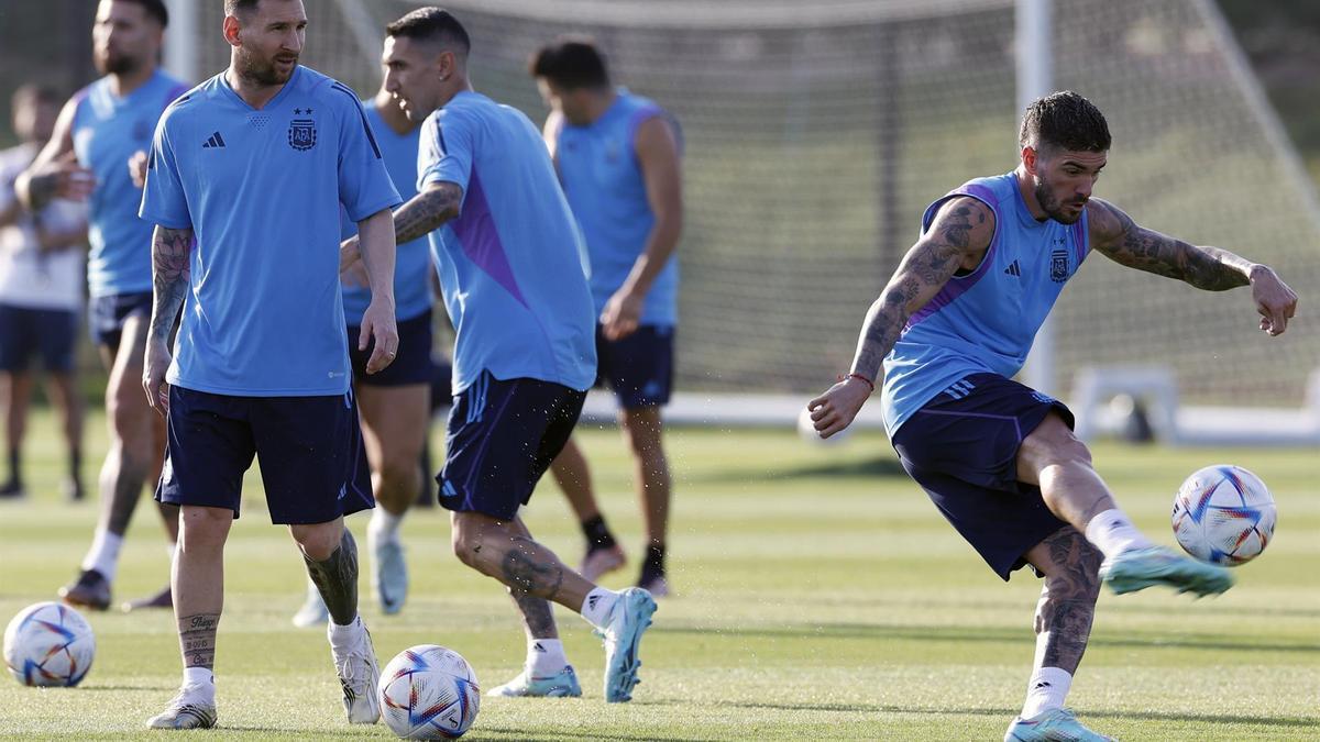 Leo Messi, durante el último entrenamiento de la selección argentina.