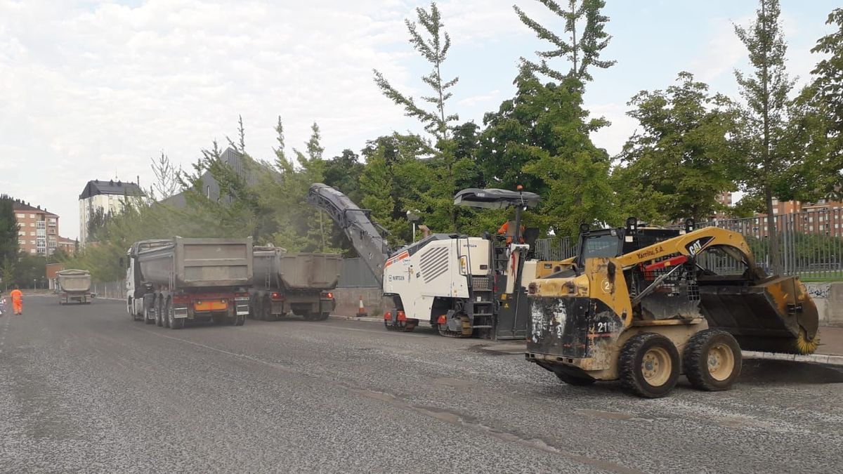 Obras de asfaltado en Vitoria