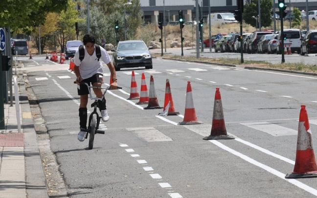 Carril bici en obras en la zona del Sadar
