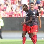 Mikel Vesga junto a Nico Williams en el partido del stage en Alemania ante el Mainz 05