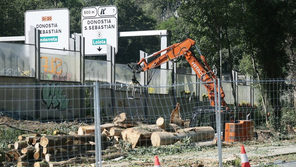 Tala de árboles para la construcción del enlace de Marrutxipi en Donostia