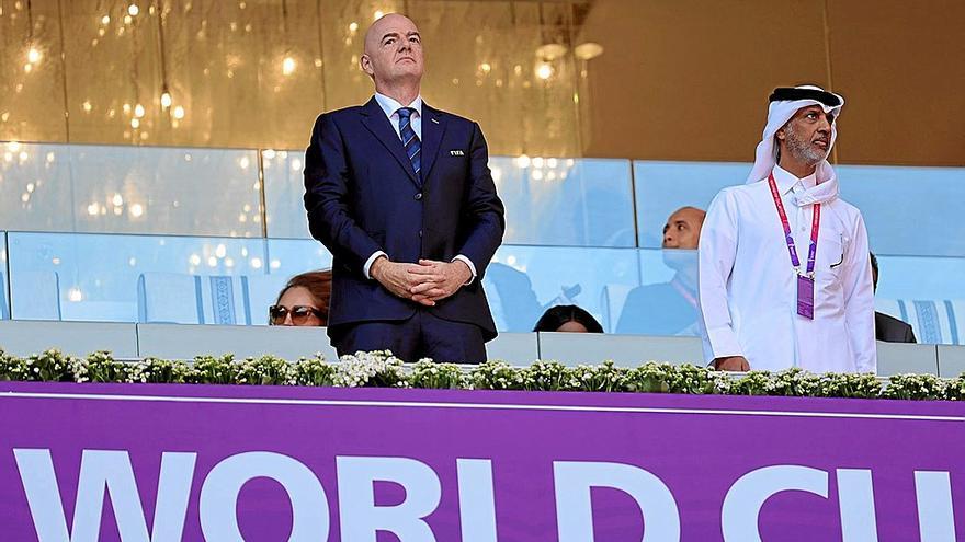 Gianni Infantino, en un palco de Catar en un encuentro del Mundial.