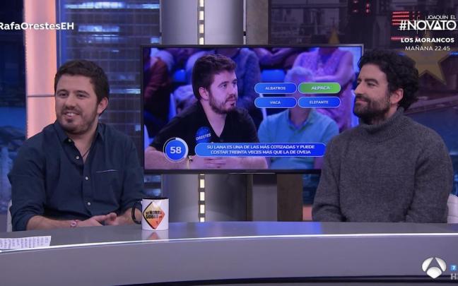 Orestes Barbero y Rafa Castaño, concursantes de 'Pasapalabra', visitan 'El Hormiguero'. Orestes Barbero y Rafa Castaño, concursantes de 'Pasapalabra', visitan 'El Hormiguero'.