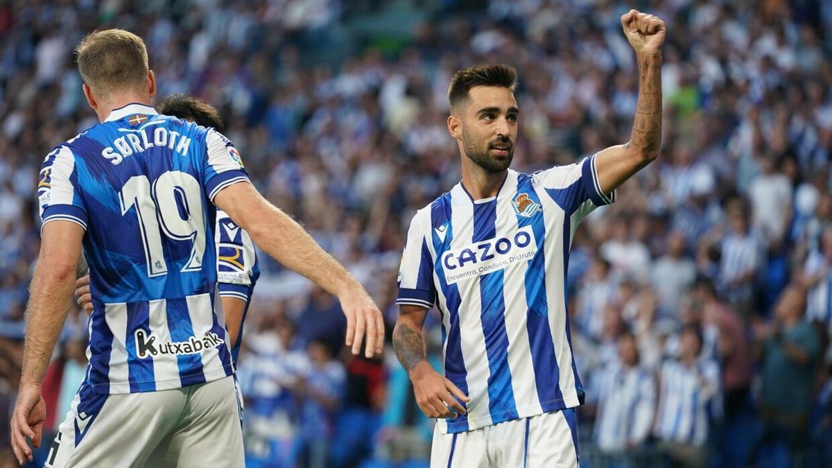 Brais Méndez celebra el gol que marcó el pasado domingo al Villarreal.