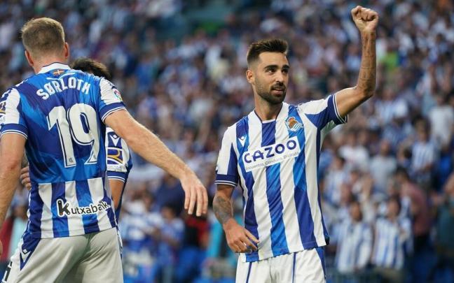 Brais Méndez celebra el gol que marcó el pasado domingo al Villarreal. Brais Méndez celebra el gol que marcó el pasado domingo al Villarreal.