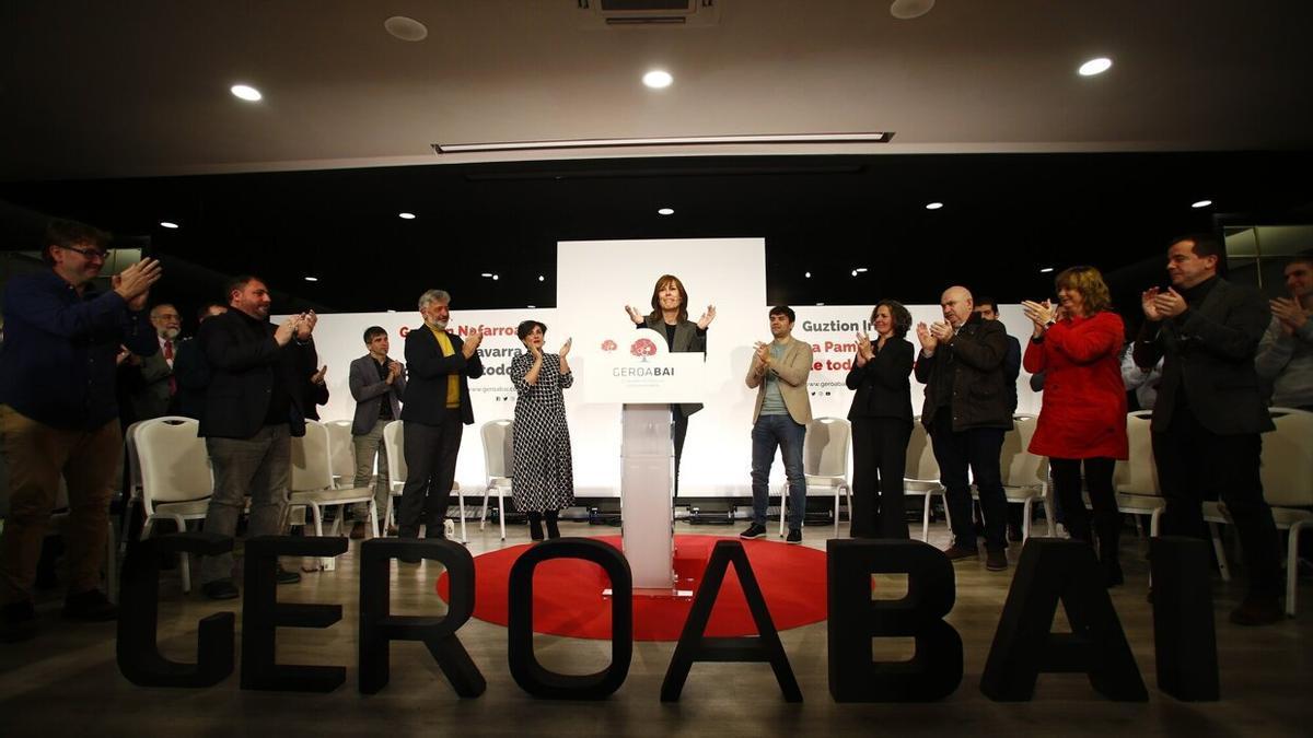 Presentación de los candidatos de Geroa Bai al Gobierno de Navarra y a la alcaldía de Pamplona