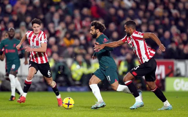 Mohamed Salah, en el partido del lunes ante el Brentford, en el que cayó el Liverpool.