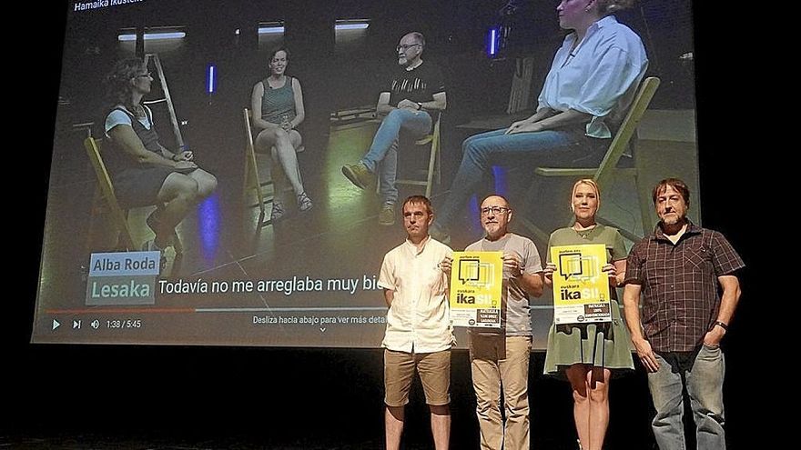 Aitor Elexpuru, Manu Mesa, Marina Prestiakova y Beñardo Goietxe, en la presentación.