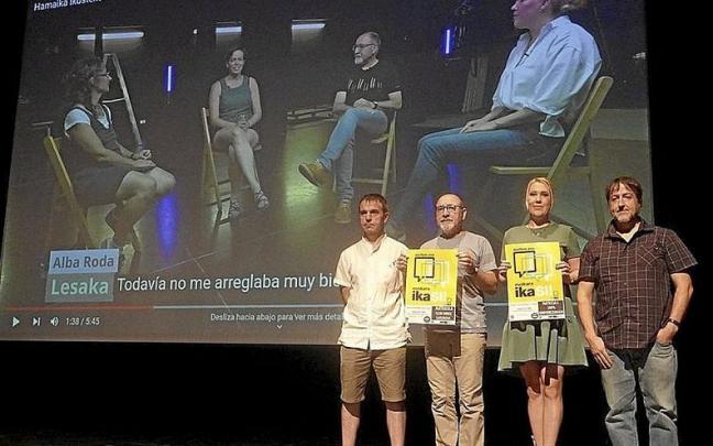 Aitor Elexpuru, Manu Mesa, Marina Prestiakova y Beñardo Goietxe, en la presentación. Aitor Elexpuru, Manu Mesa, Marina Prestiakova y Beñardo Goietxe, en la presentación.