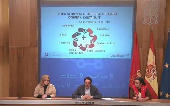Un momento de la rueda de prensa en la que se han dado a conocer los resultados de la plataforma 'Navarra + Voluntaria'.