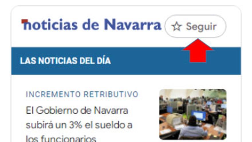 Panel de NOTICIAS DE NAVARRA en la nueva herramienta de información de Google