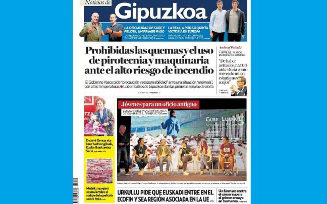 Portada de NOTICIAS DE GIPUZKOA del 27 de octubre de 2022