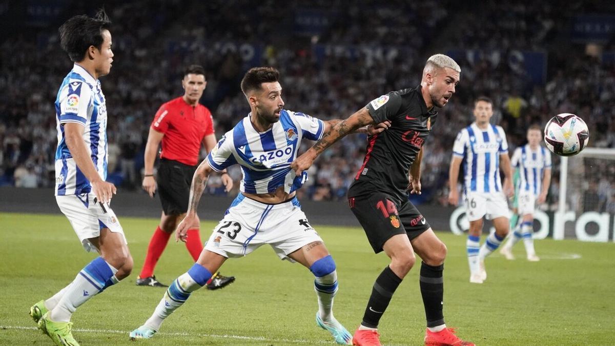 Brais Méndez, durante el partido contra el Mallorca en Anoeta.