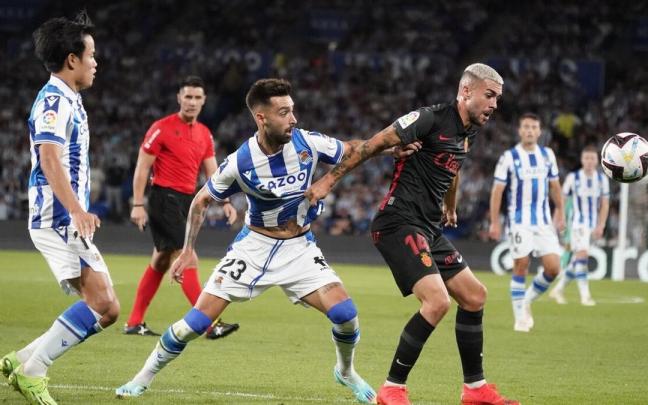 Brais Méndez, durante el partido contra el Mallorca en Anoeta. Brais Méndez, durante el partido contra el Mallorca en Anoeta.
