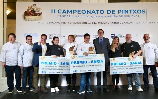 Los ganadores de las tres categorías del II Campeonato de Pintxos, Banderillas y Cocina en Miniatura de Gipuzkoa