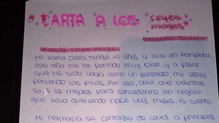 Carta de Clara Battauz a los Reyes Magos.