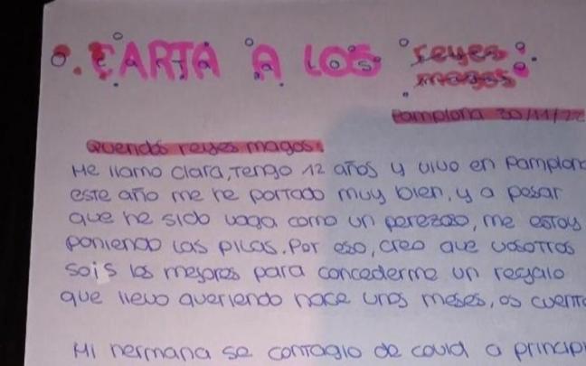 Carta de Clara Battauz a los Reyes Magos.