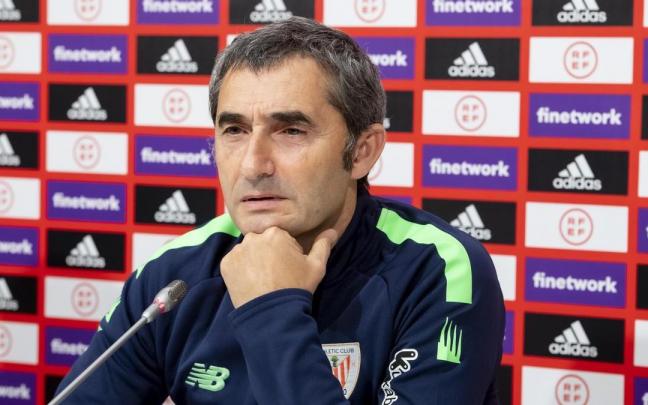 Ernesto Valverde, durante su comparecencia en la rueda de prensa previa al duelo de Copa.