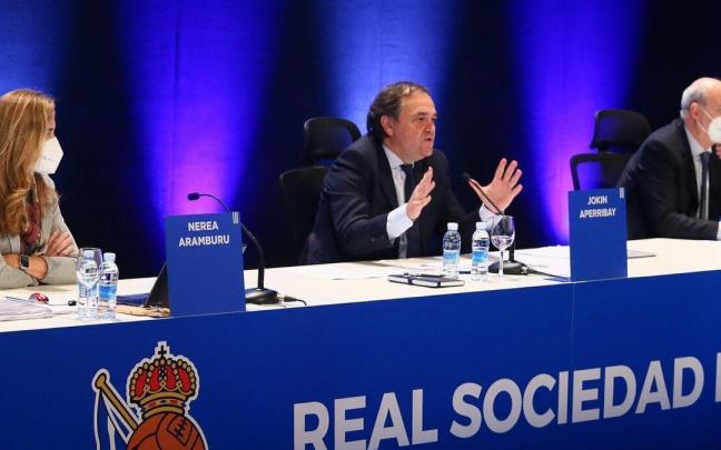 Jokin Aperribay, en la Junta General de Accionistas de la Real Sociedad del año pasado.