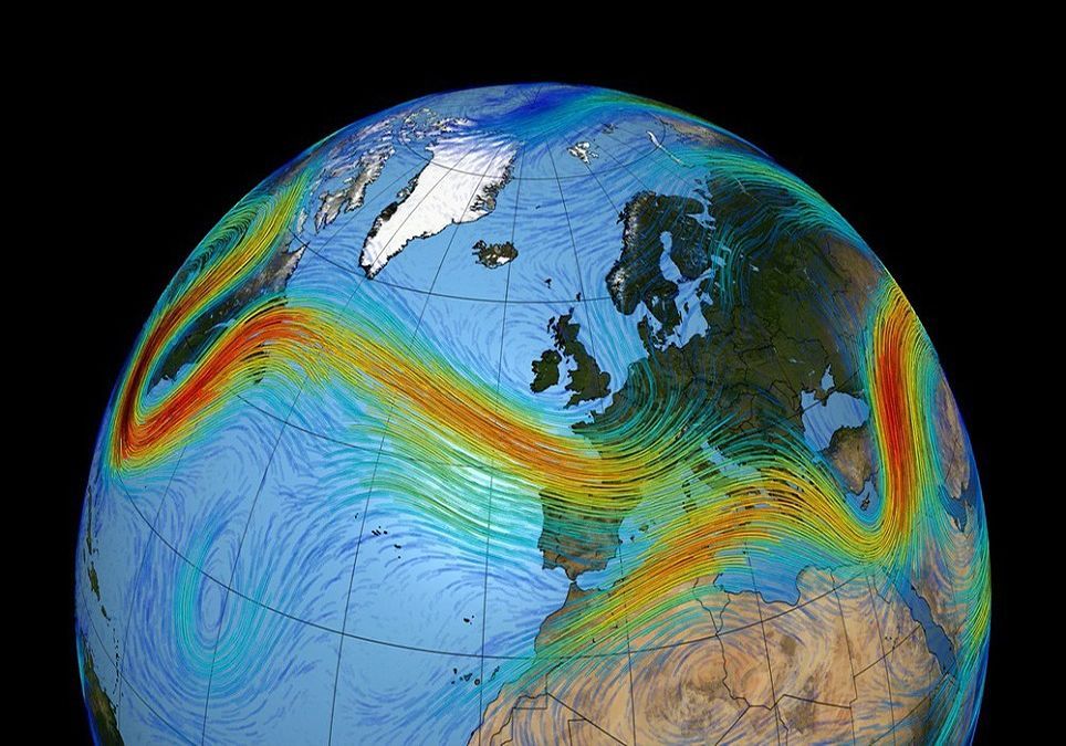 'Jet Stream' o corriente en chorro sobre el Océano Atlántico.