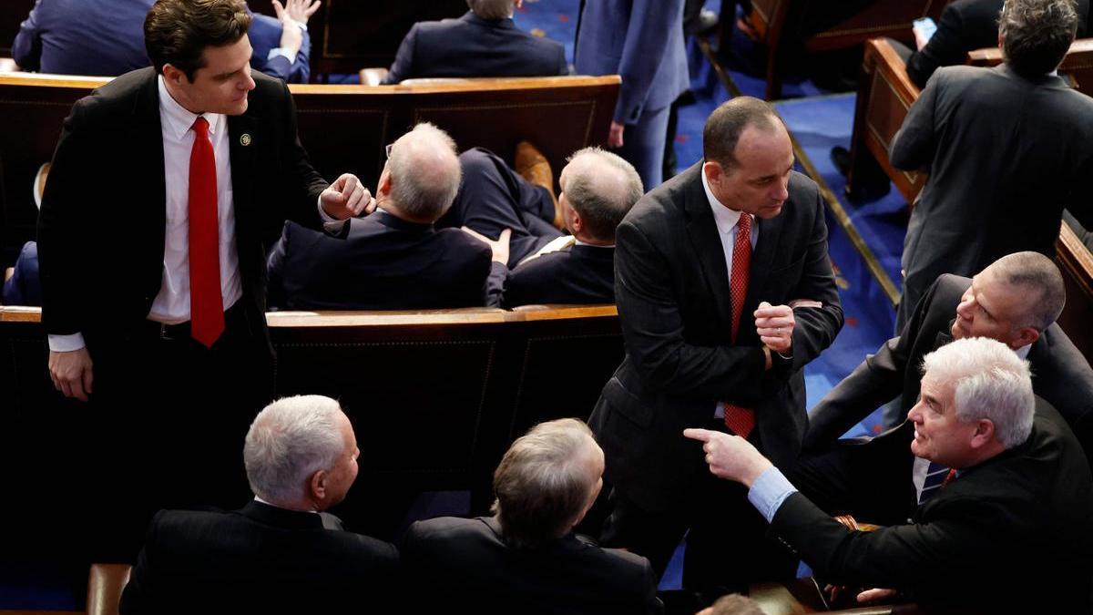 Miembros de Freedom Caucus durante la sesión de votación.