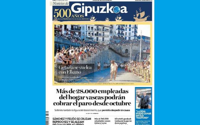 Portada de NOTICIAS DE GIPUZKOA de este miércoles, 7 de septiembre Portada de NOTICIAS DE GIPUZKOA de este miércoles, 7 de septiembre