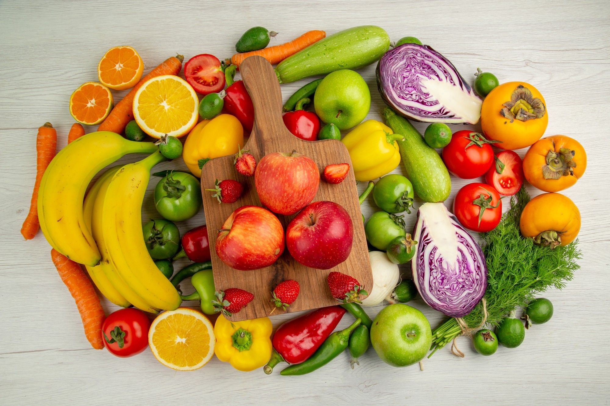Frutas y verduras ricas en fibra para controlar el peso.