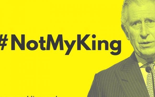 Cartel de #NotMyKing de la organización Republic. Cartel de #NotMyKing de la organización Republic.