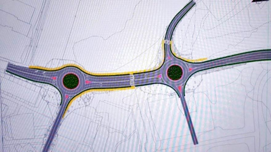 Mapa de las dos rotondas que se implantarán en Loiu.