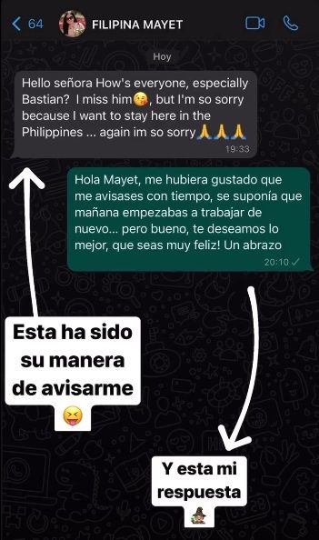 La captura de su pantalla en la que se ve cómo tiene guardada a Mayet.