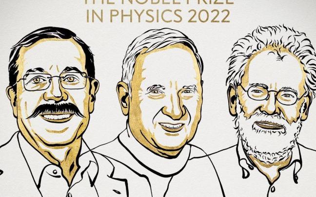 Los tres galardonados con el Premio Nobel de Física 2022. Los tres galardonados con el Premio Nobel de Física 2022.