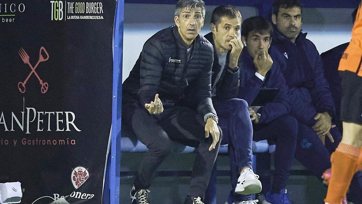 Imanol Alguacil, durante el partido de este domingo en Talavera