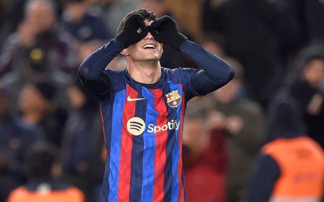 Pedri celebra su gol Pedri celebra su gol
