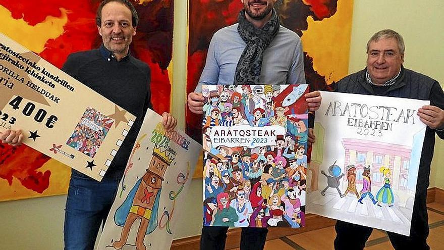 Carteles ganadores del concurso Aratosteak 2023. | FOTO: A.Z.