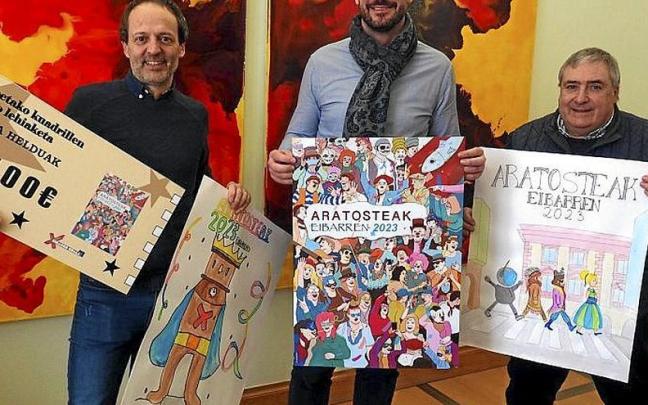 Carteles ganadores del concurso Aratosteak 2023. | FOTO: A.Z.