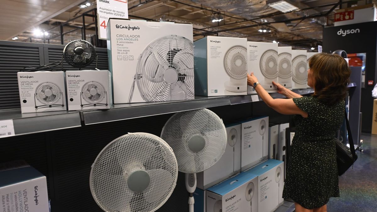 Una cliente mirando ventiladores en El Corte Inglés