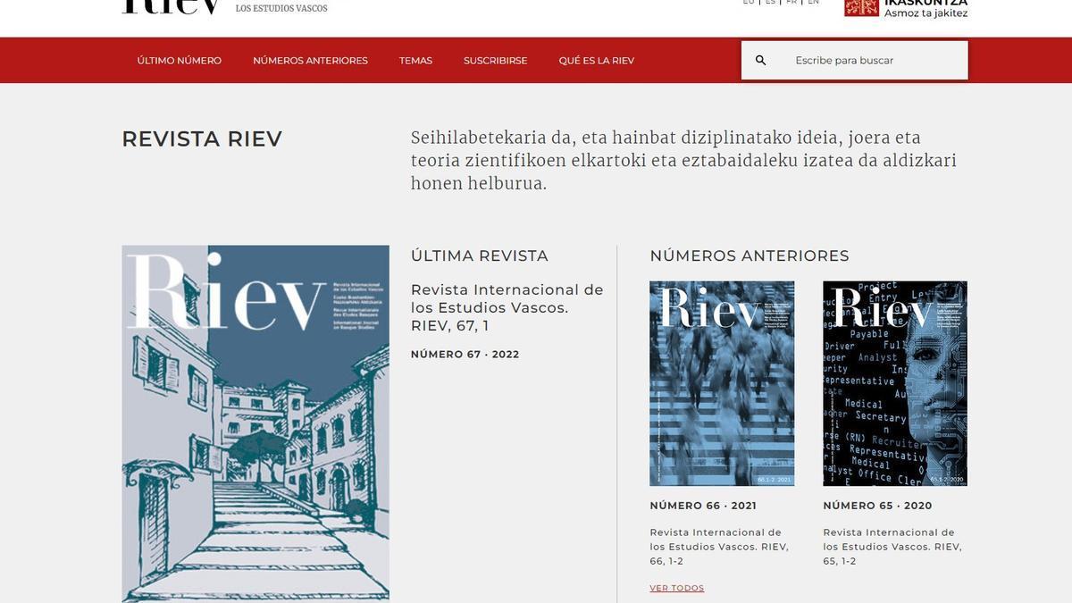 La Revista Internacional de los Estudios Vascos (RIEV) se editará únicamente online