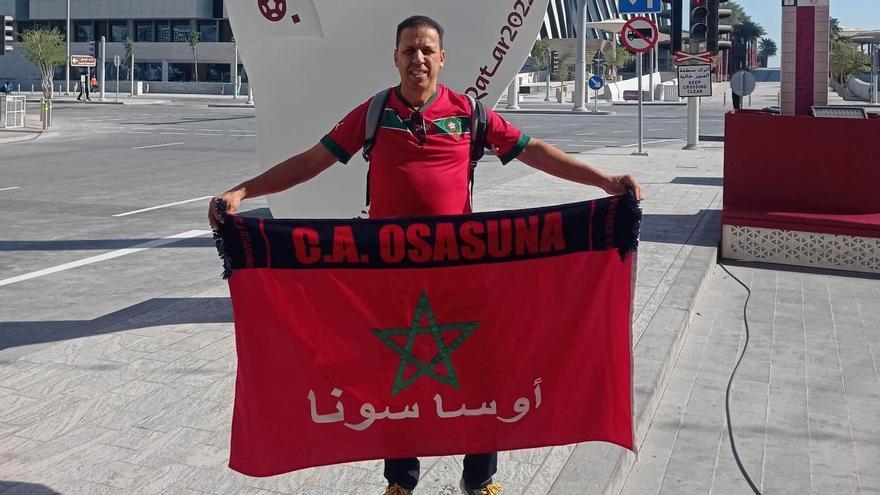 Said, con la bandera de Marruecos y el nombre de Osasuna