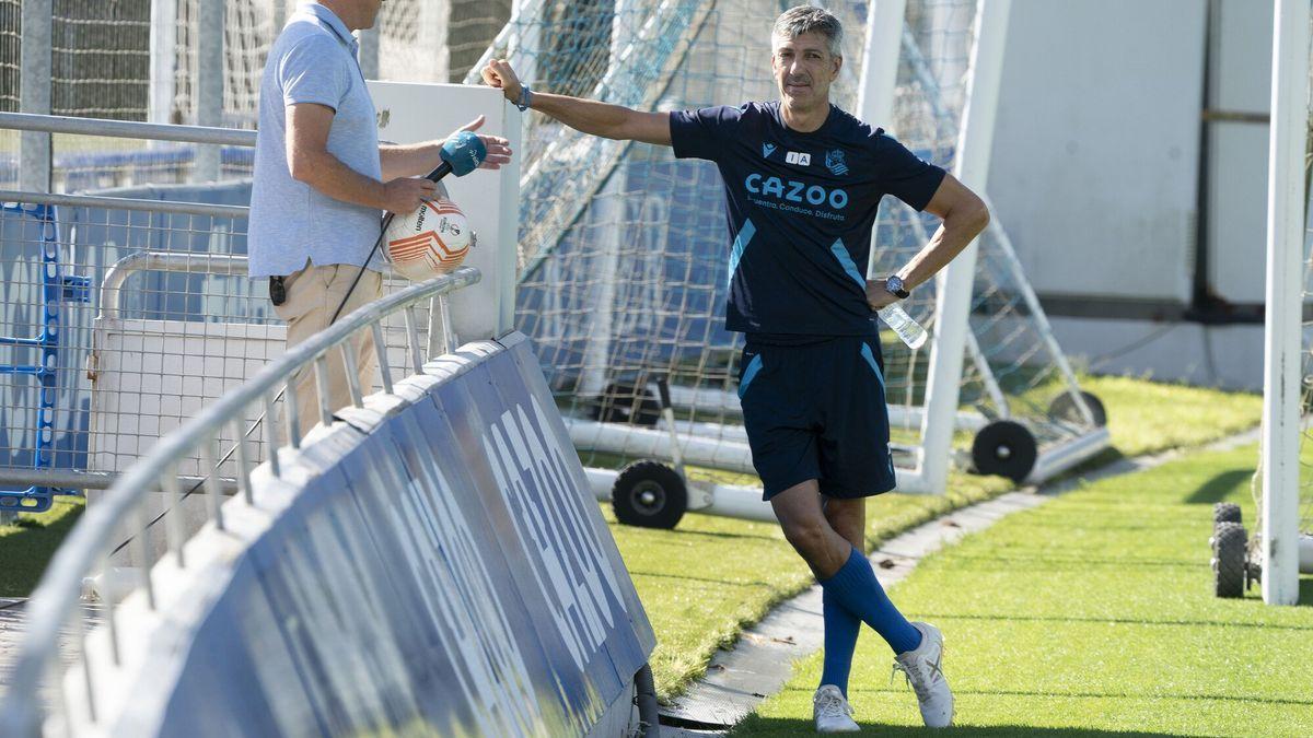 Imanol en el entrenamiento de este miércoles