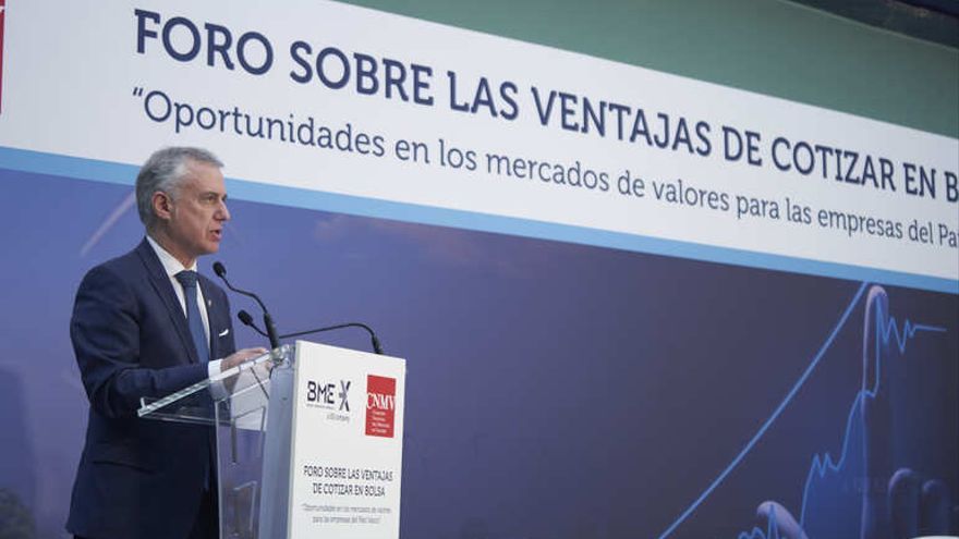 Urkullu durante la clausura del "Foro sobre las ventajas de cotizar en Bolsa".