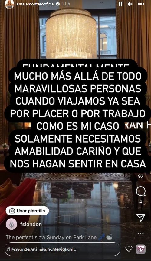 Otra de las stories en las que Amaia Montero se quejaba.