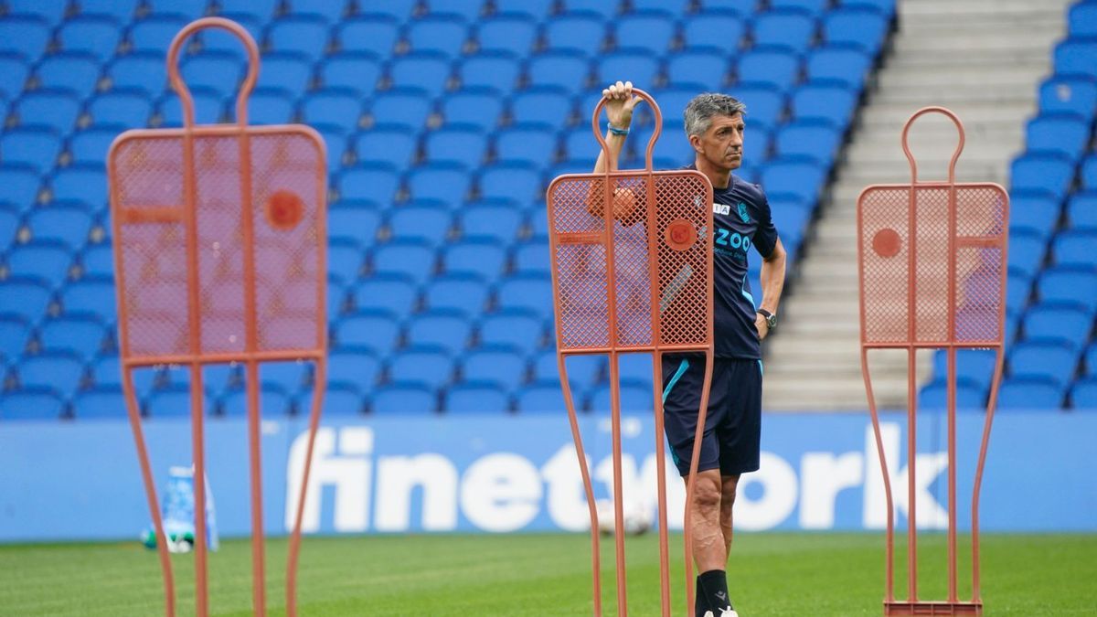 Imanol Alguacil, durante el primer entrenamiento de la pretemporada