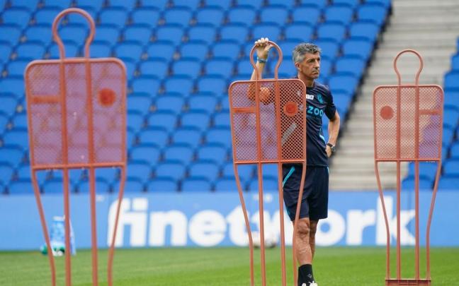 Imanol Alguacil, durante el primer entrenamiento de la pretemporada