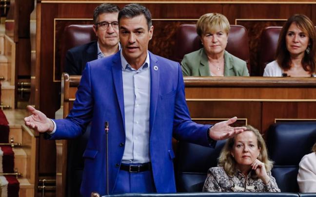 El presidente del Gobierno, Pedro Sánchez, durante una comparecencia parlamentaria